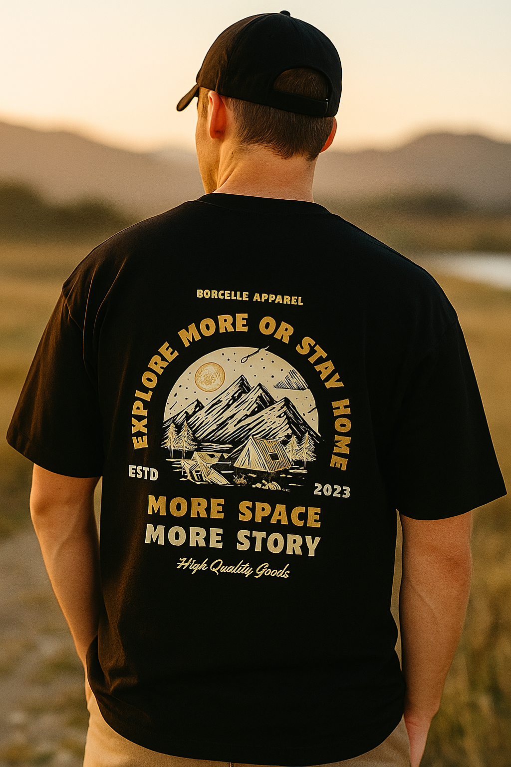 Explorer Graphic Black Oversized T-Shirt