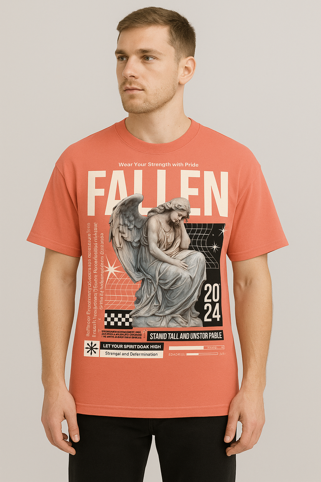 Fallen Coral Color Oversized Cotton Tees