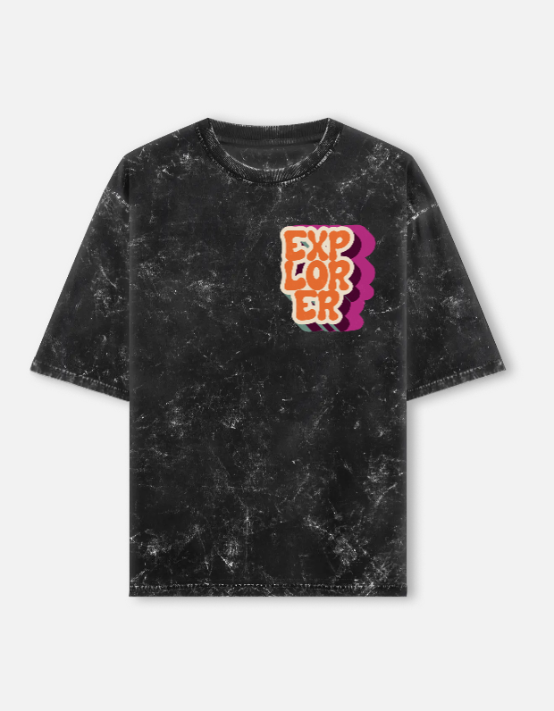 Orbit One Retro Astronaut Acid Wash Oversized Tee