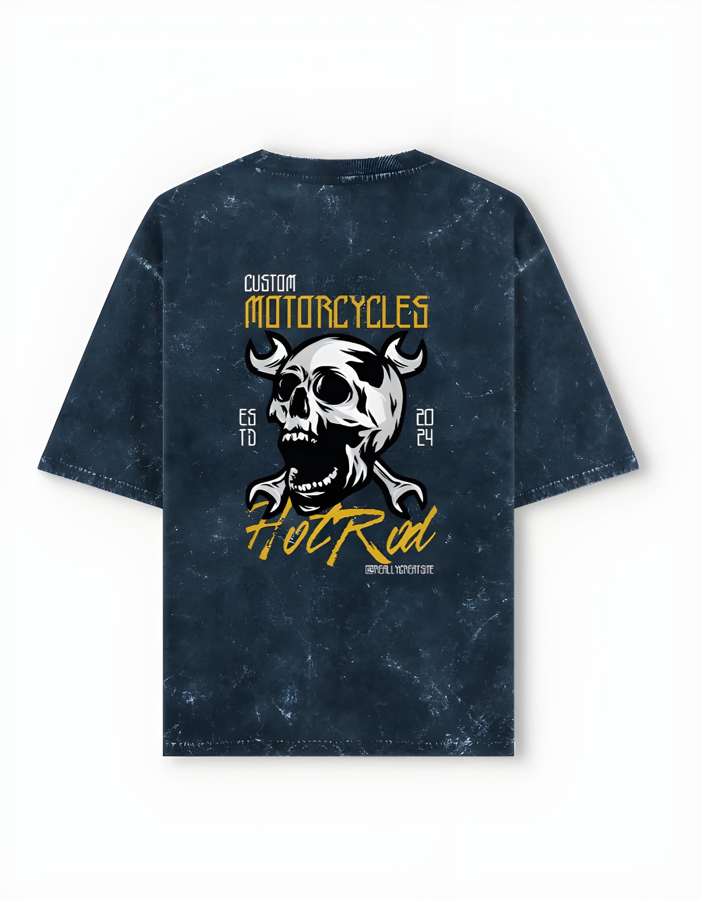 Motorcycles Oversized Acid Wash T-Shirt