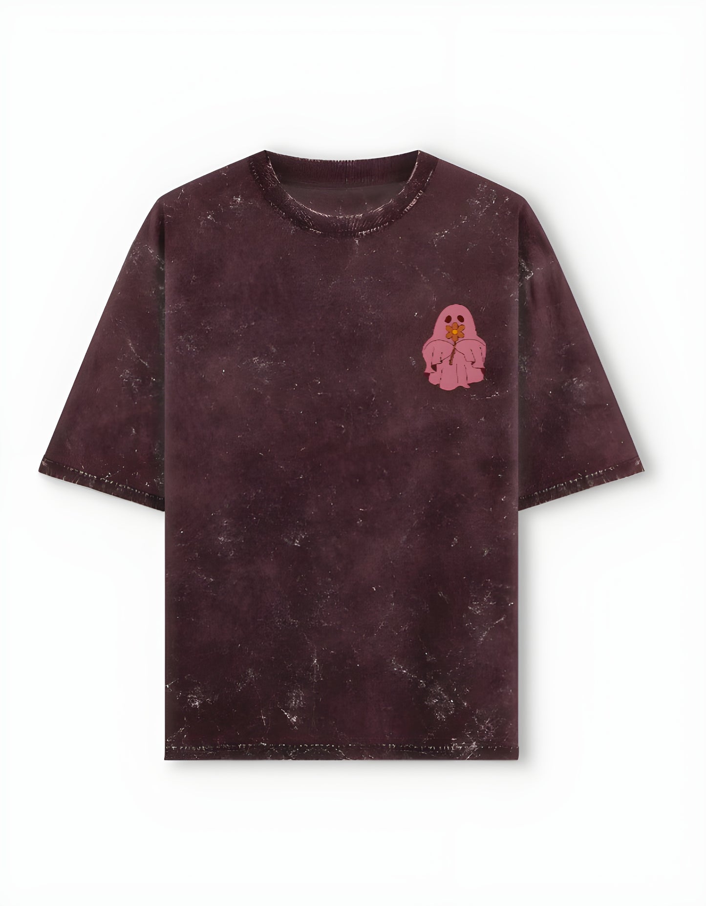 GHOST Oversized Maroon Acid Wash T-Shirt