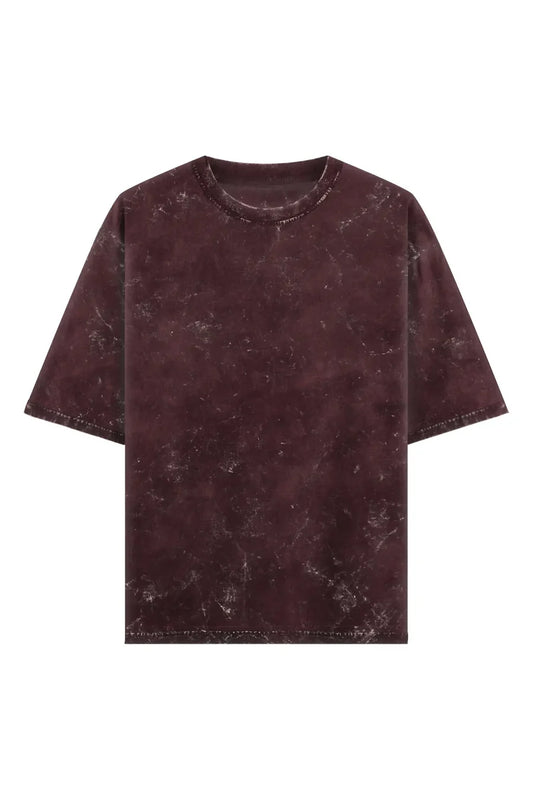 Acid Wash Maroon Oversized Tee