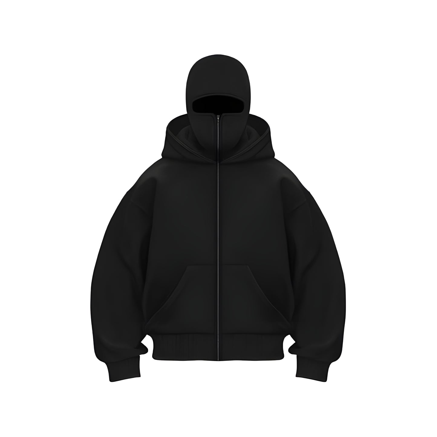 Black Balaclava Double Zip Oversized Hoodie