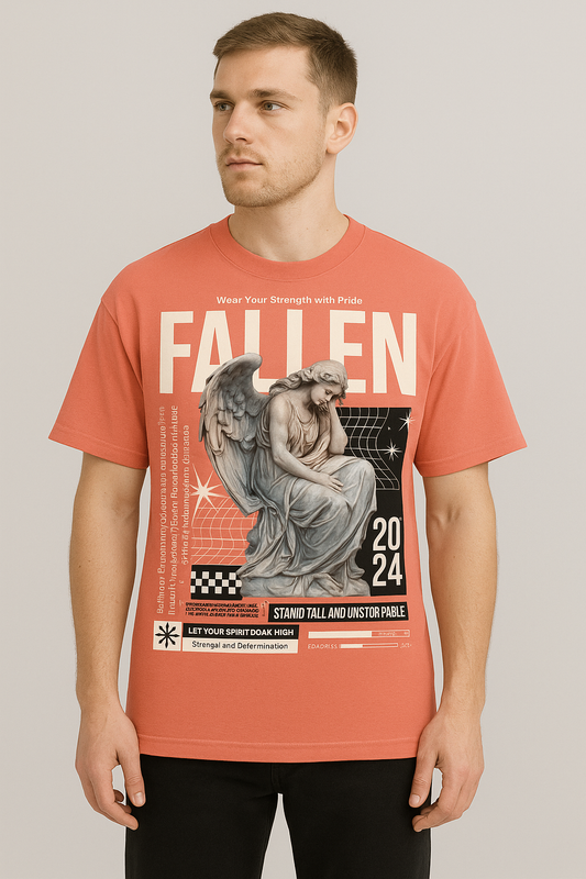 Fallen Coral Color Oversized Cotton Tees