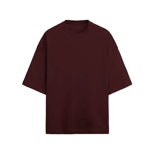 Terry Cotton Oversized Maroon Tee