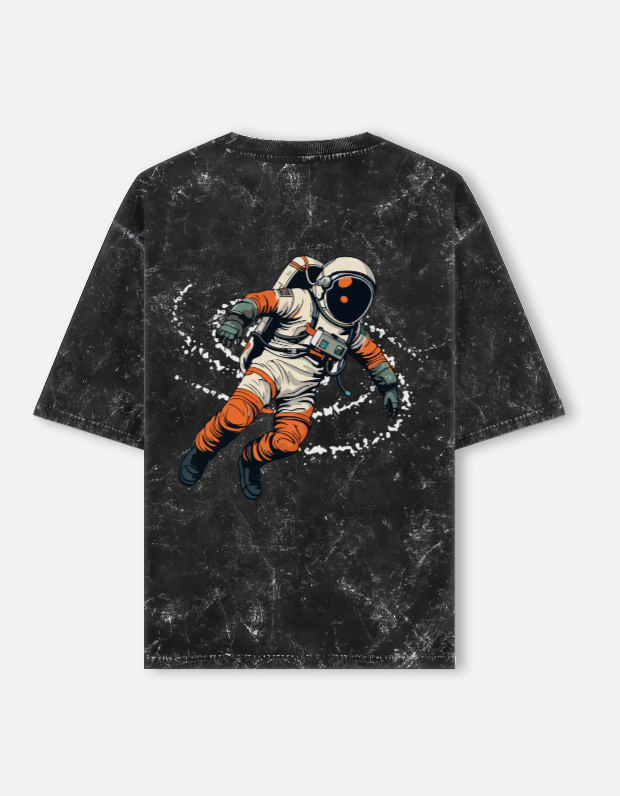 Orbit One Retro Astronaut Acid Wash Oversized Tee