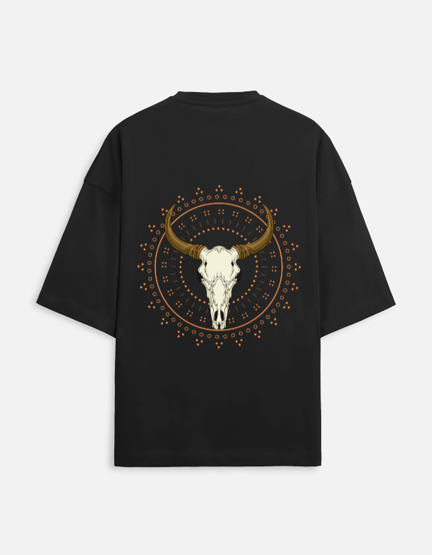 Desert Skull –Black Oversized Cotton T-Shirt
