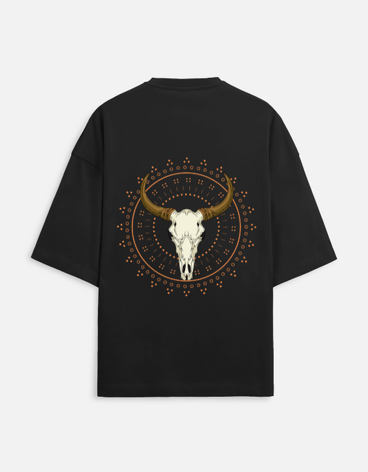 Desert Skull –Black Oversized Cotton T-Shirt