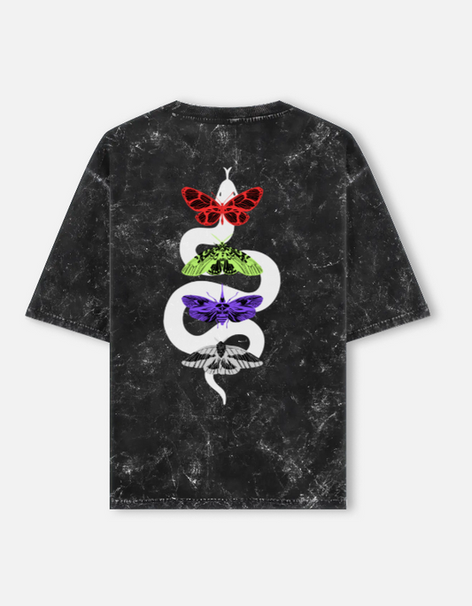 Venomous Oversize Black Acid Wash Tee