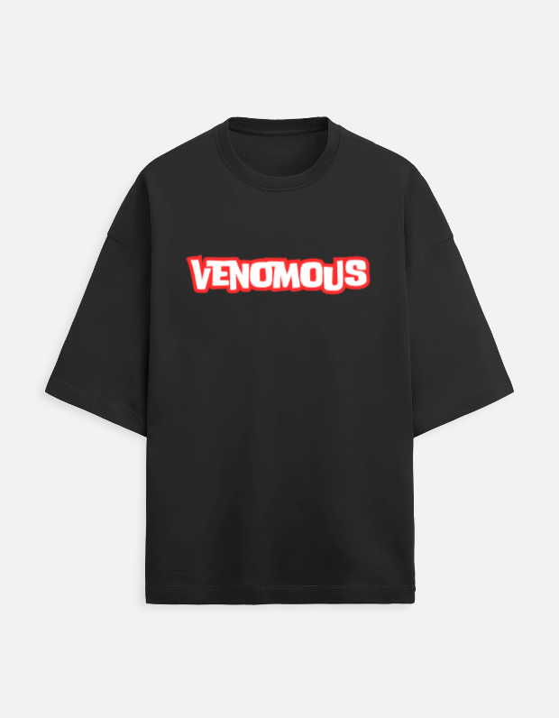 Venomous Embrace" Oversize Black Terry Cotton Tee