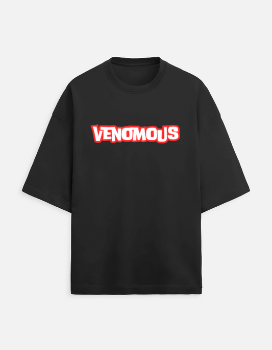 Venomous Embrace" Oversize Black Terry Cotton Tee