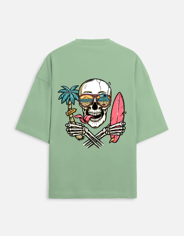Cool Skull Oversized Terry Cotton Jade Color
