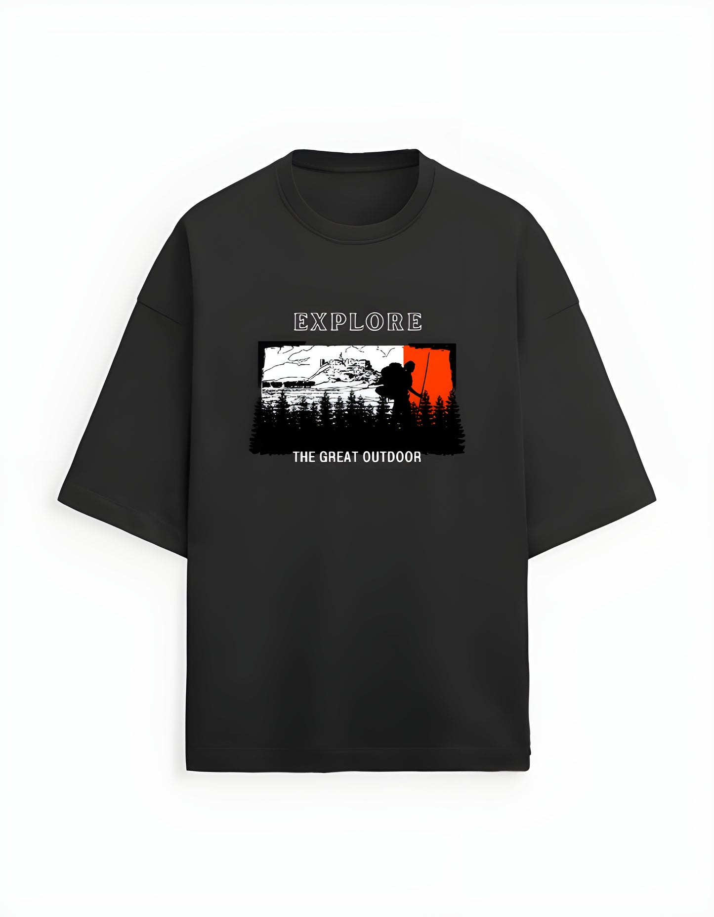 Explorer Graphic Black Oversized T-Shirt