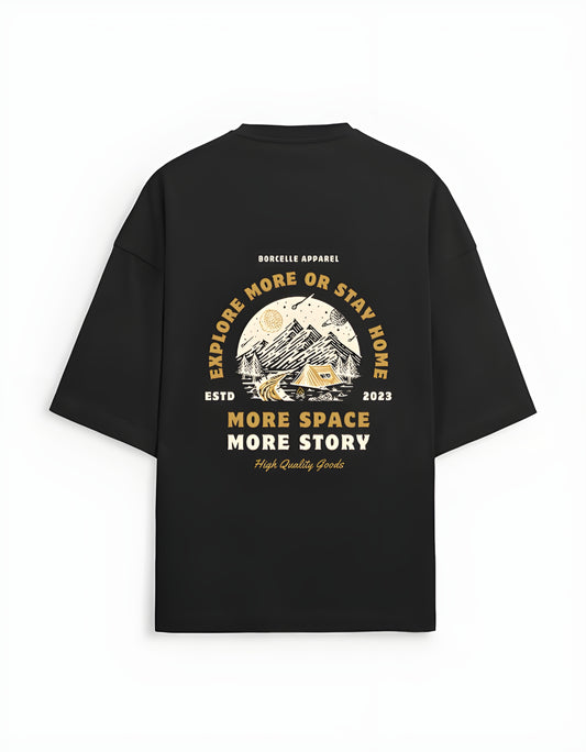 Explorer Graphic Black Oversized T-Shirt